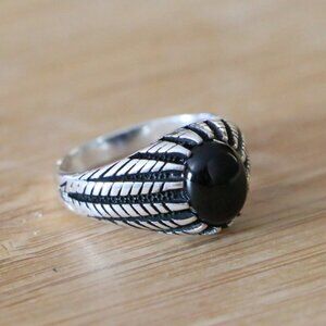 Sterling Silver Men's Rings With Black Onyx